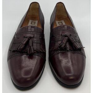 Men's Magnanni Burnished Maroon Tasseled Slip-On Leather Loafers Size 8.5M